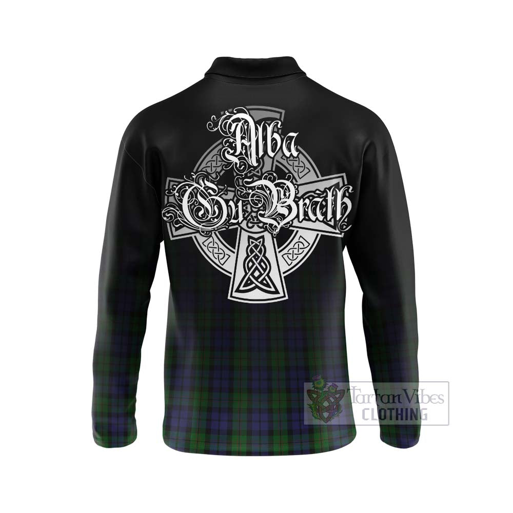Dundas Tartan Long Sleeve Polo Shirt Featuring Alba Gu Brath Family Crest Celtic Inspired - Tartan Vibes Clothing