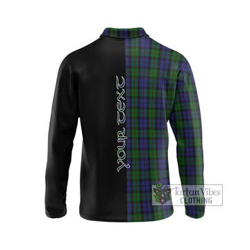 Dundas Tartan Long Sleeve Polo Shirt with Family Crest and Half Of Me Style - Tartan Vibes Clothing