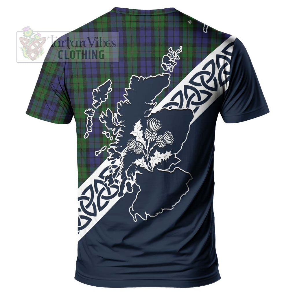 Dundas Tartan T-Shirt Featuring Thistle and Scotland Map - Tartanvibesclothing Store
