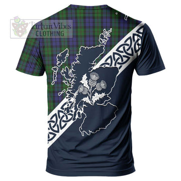Dundas Tartan T-Shirt Featuring Thistle and Scotland Map - Tartanvibesclothing Store