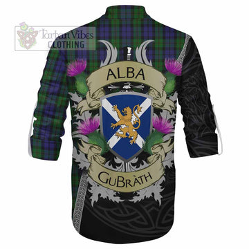 Dundas Tartan Family Crest Ghillie Kilt Shirt Lion Rampant Royal Thistle Shield Celtic Inspired - Tartan Vibes Clothing