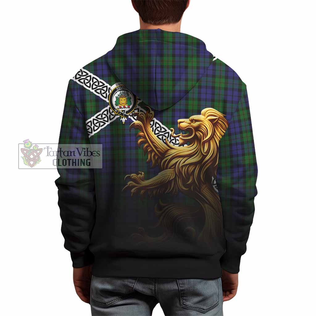 Dundas Crest Tartan Hoodie with Golden Lion Emblem Celtic Style - Tartan Vibes Clothing