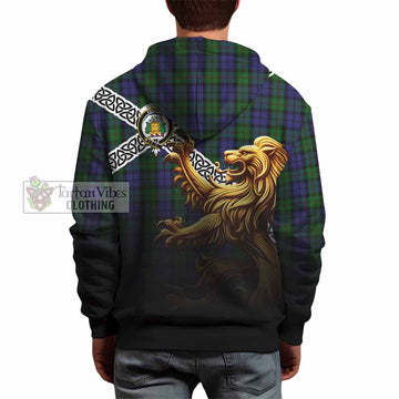 Dundas Crest Tartan Hoodie with Golden Lion Emblem Celtic Style - Tartan Vibes Clothing