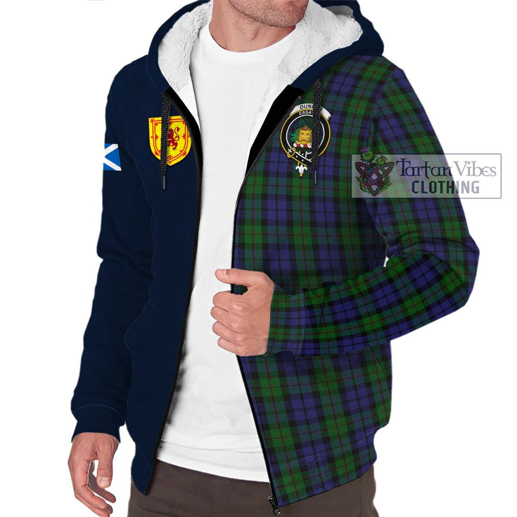 Dundas Tartan Sherpa Hoodie Alba with Scottish Lion Royal Arm Half Style - Tartan Vibes Clothing