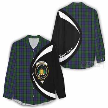 Dundas Tartan Women's Casual Shirt with Family Crest Circle Style - Tartan Vibes Clothing