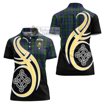 Dundas Tartan Women's Polo Shirt with Family Crest and Celtic Symbol Style - Tartan Vibes Clothing