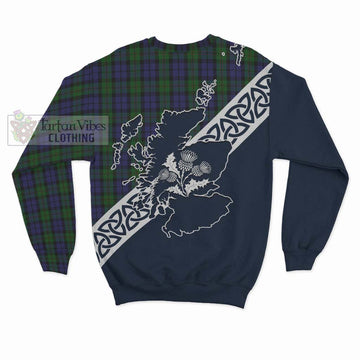 Dundas Tartan Sweatshirt Featuring Thistle and Scotland Map - Tartan Vibes Clothing