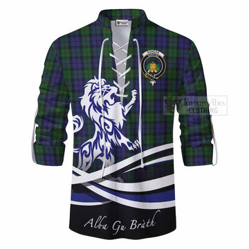 Dundas Tartan Ghillie Kilt Shirt with Alba Gu Brath Regal Lion Emblem - Tartan Vibes Clothing