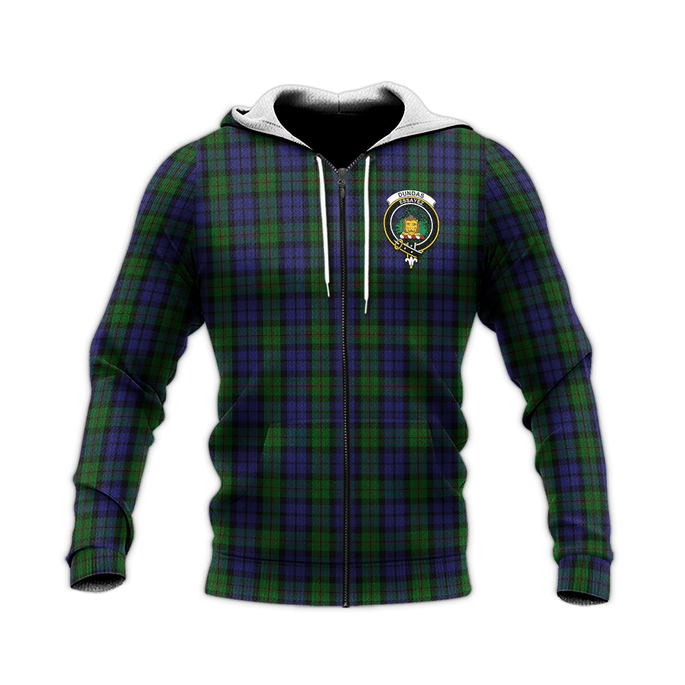 Dundas Tartan Knitted Hoodie with Family Crest Unisex Knitted Zip Hoodie - Tartan Vibes Clothing