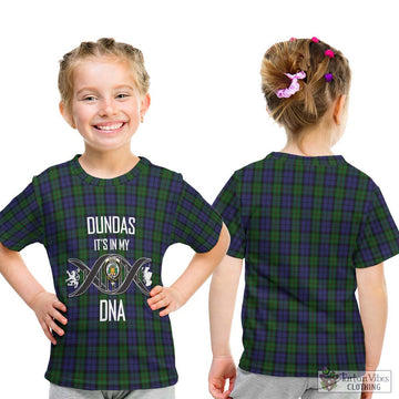 Dundas Tartan Kid T-Shirt with Family Crest DNA In Me Style - Tartan Vibes Clothing