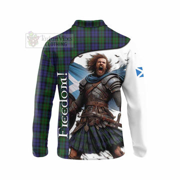 Dundas Crest Tartan Long Sleeve Polo Shirt Inspired by the Freedom of Scottish Warrior - Tartan Vibes Clothing