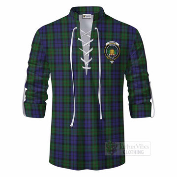 Dundas Tartan Ghillie Kilt Shirt with Family Crest DNA In Me Style - Tartan Vibes Clothing