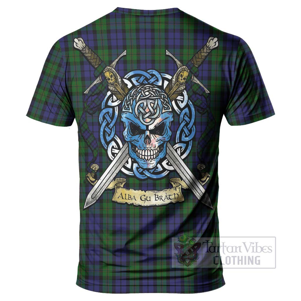 Dundas Tartan T-Shirt with Family Crest Celtic Skull Style - Tartan Vibes Clothing