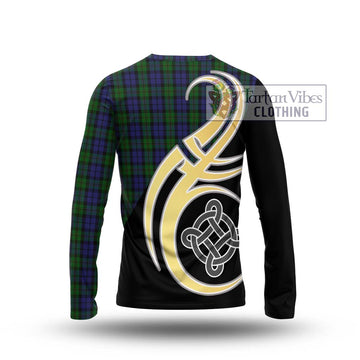 Dundas Tartan Long Sleeve T-Shirt with Family Crest and Celtic Symbol Style - Tartan Vibes Clothing