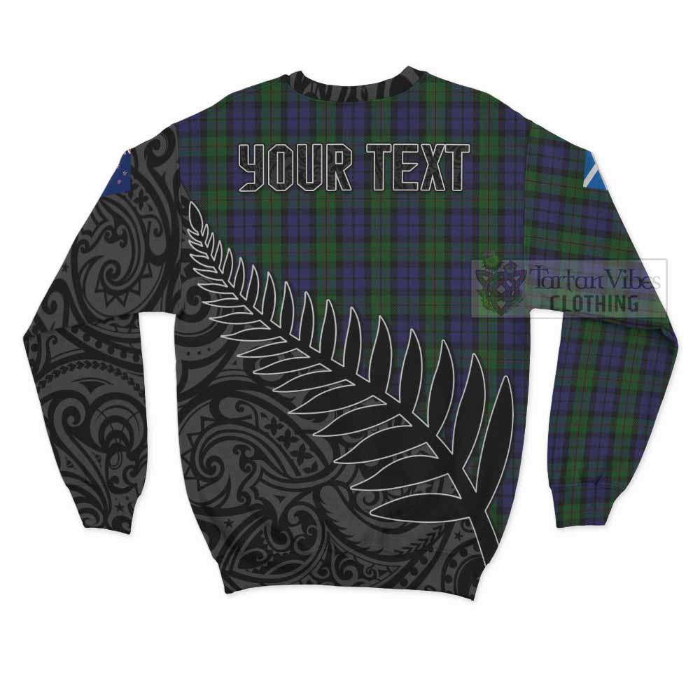 Dundas Crest Tartan Sweatshirt with New Zealand Silver Fern Half Style - Tartan Vibes Clothing