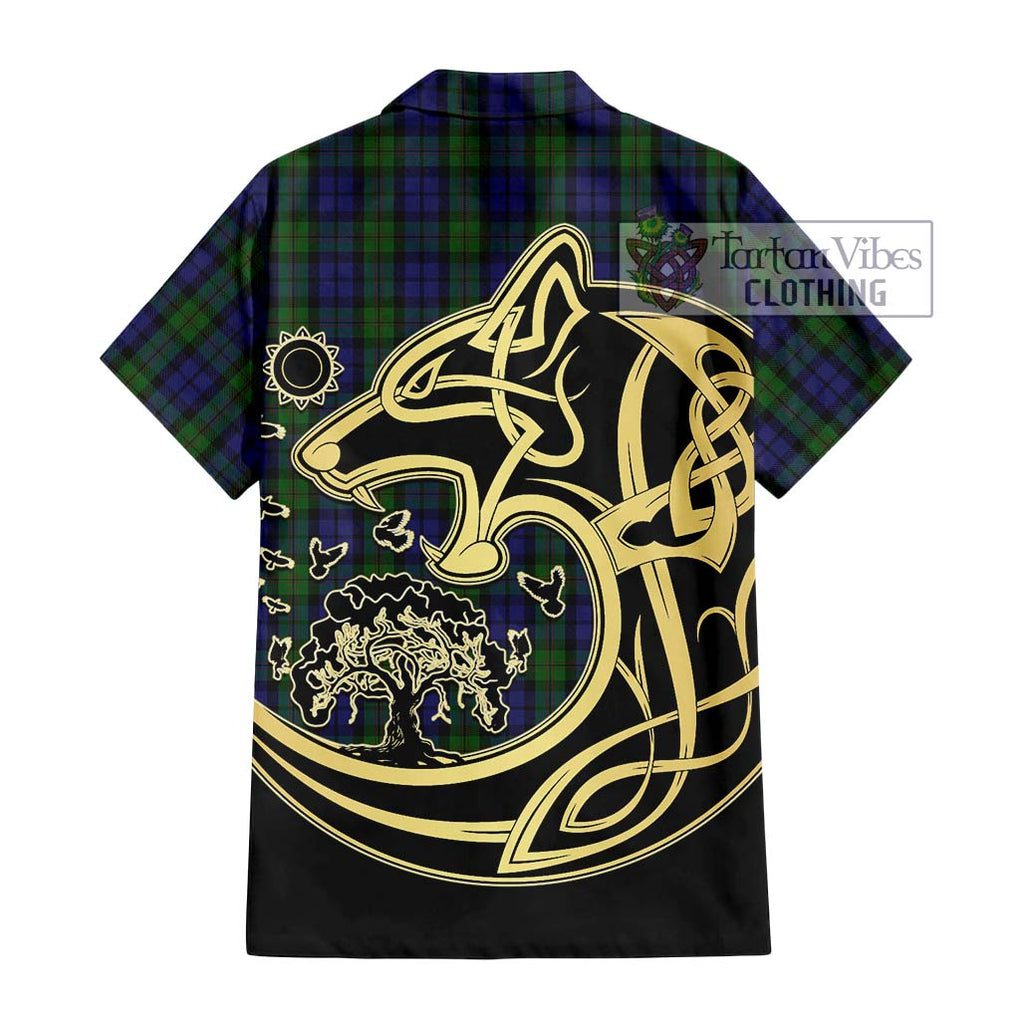 Dundas Tartan Hawaiian Shirt with Family Crest Celtic Wolf Style - Tartan Vibes Clothing