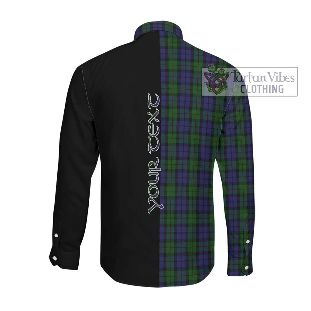 Dundas Tartan Long Sleeve Button Shirt with Family Crest and Half Of Me Style Men's Shirt - Tartan Vibes Clothing