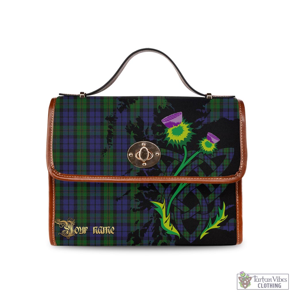 Tartan Vibes Clothing Dundas Tartan Waterproof Canvas Bag with Scotland Map and Thistle Celtic Accents