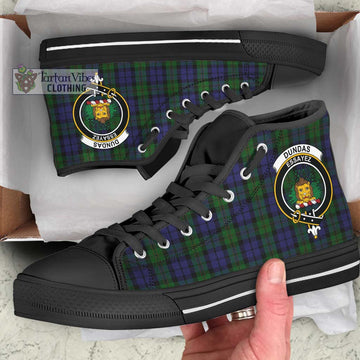Dundas Tartan High Top Shoes with Family Crest - Tartan Vibes Clothing