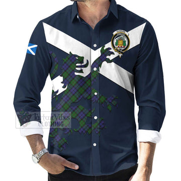 Dundas Tartan Lion Rampant Long Sleeve Button Shirt Proudly Display Your Heritage with Alba Gu Brath and Clan Name Men's Shirt - Tartan Vibes Clothing