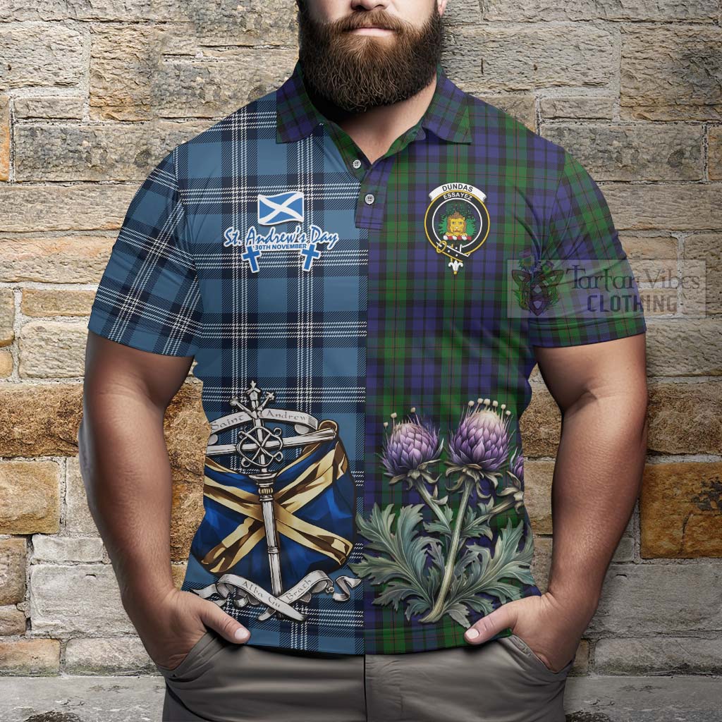 Dundas Tartan Polo Shirt Happy St. Andrew's Day Half Tartan Style - Tartan Vibes Clothing