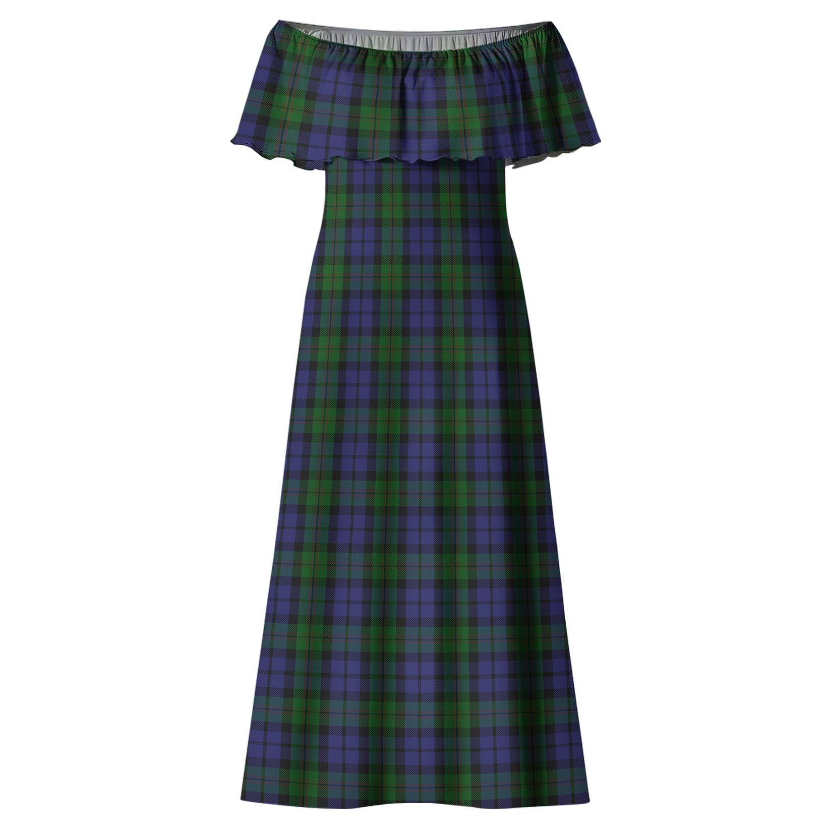 Dundas Tartan Off Shoulder Long Dress - Tartan Vibes Clothing