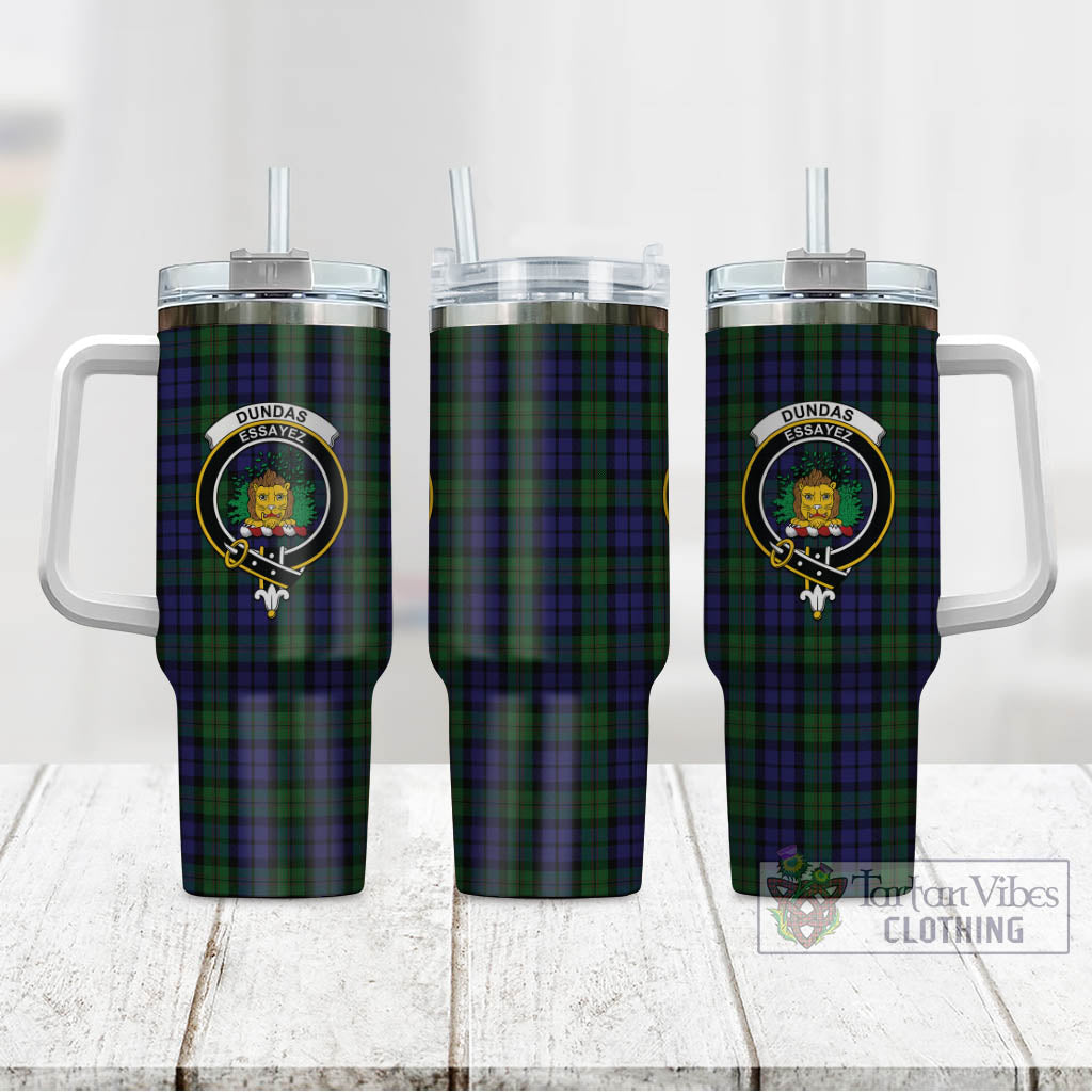 Dundas Tartan Tumbler with Handle with Family Crest - Tartan Vibes Clothing