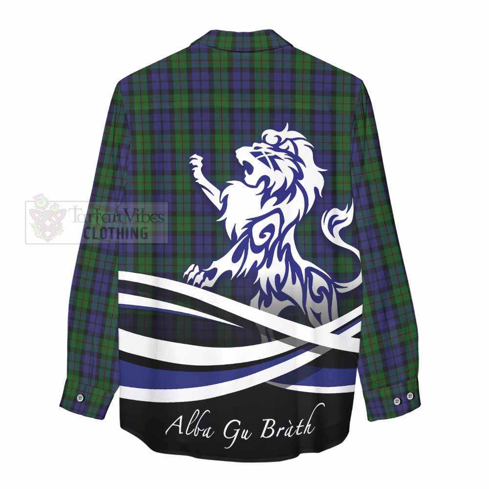 Dundas Tartan Women's Casual Shirt with Alba Gu Brath Regal Lion Emblem - Tartan Vibes Clothing