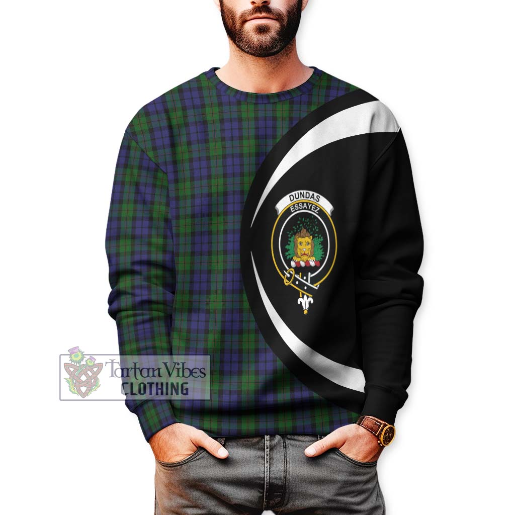 Dundas Tartan Sweatshirt with Family Crest Circle Style - Tartan Vibes Clothing