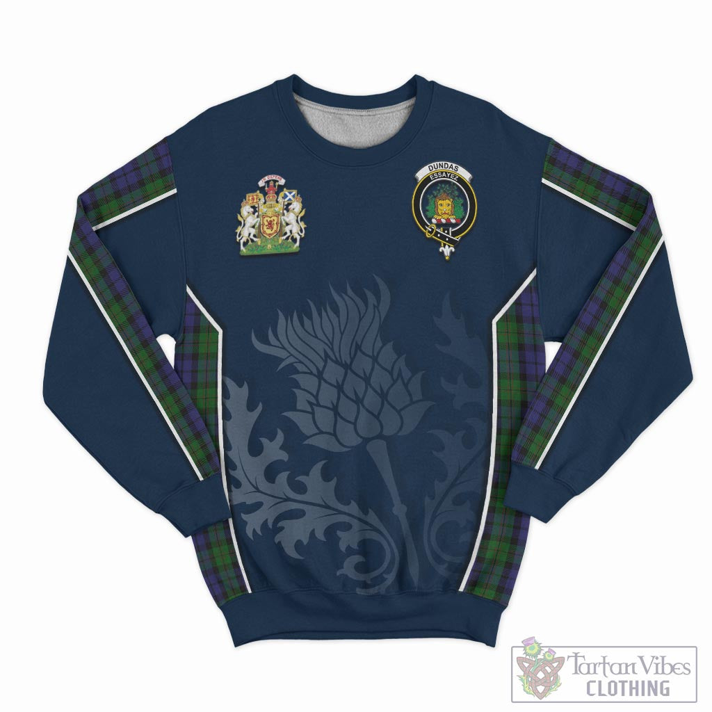 Dundas Tartan Sweatshirt with Family Crest and Scottish Thistle Vibes Sport Style - Tartan Vibes Clothing