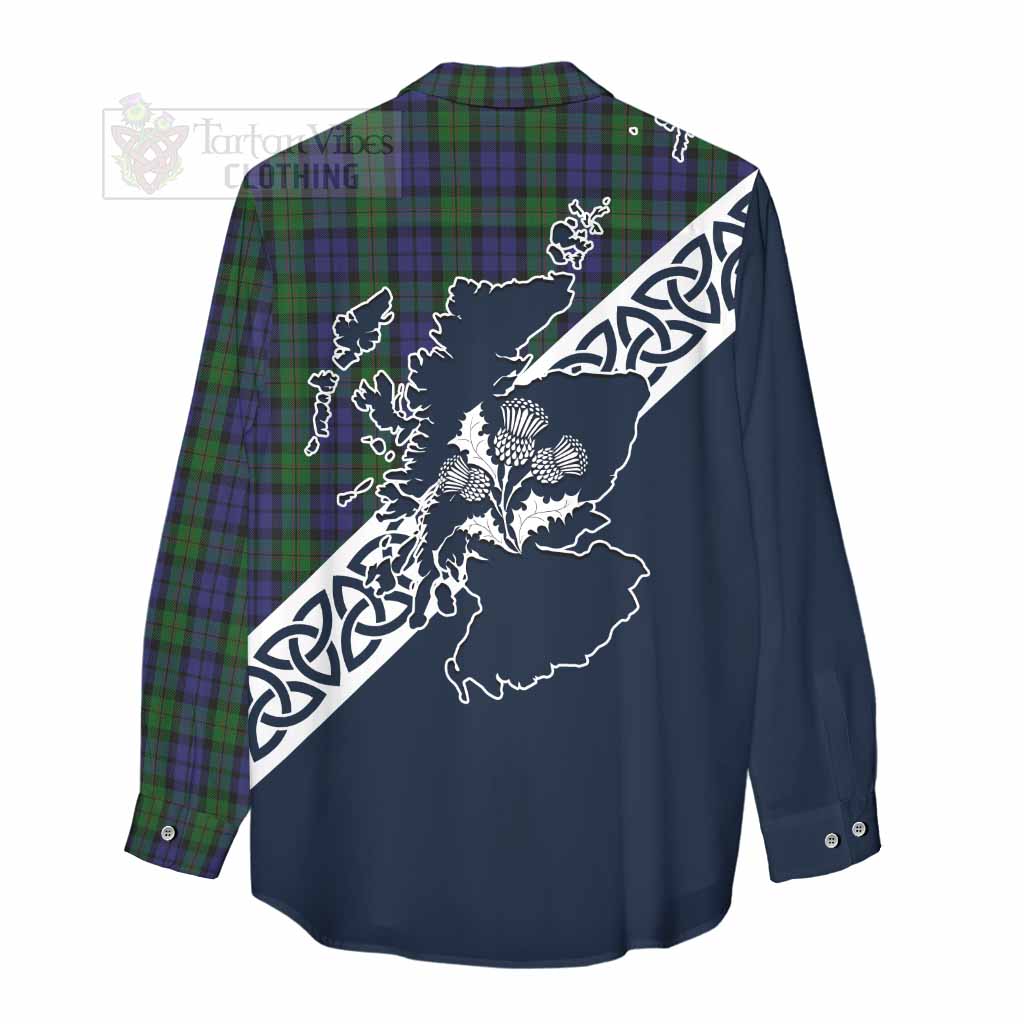 Dundas Tartan Women's Casual Shirt Featuring Thistle and Scotland Map - Tartan Vibes Clothing