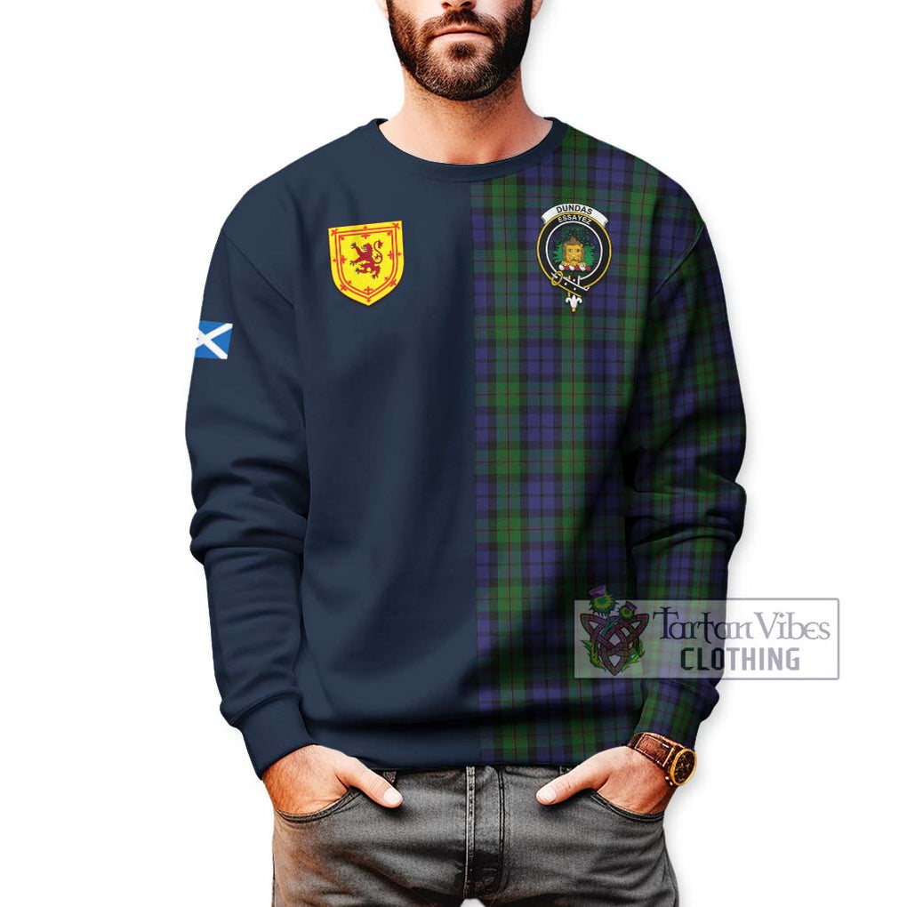 Dundas Tartan Sweatshirt Alba with Scottish Lion Royal Arm Half Style - Tartan Vibes Clothing