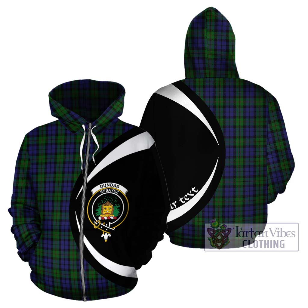Dundas Tartan Hoodie with Family Crest Circle Style - Tartan Vibes Clothing