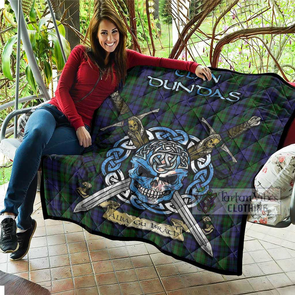 Dundas Tartan Quilt with Celtic Skull Alba Gu Brath Style - Tartan Vibes Clothing