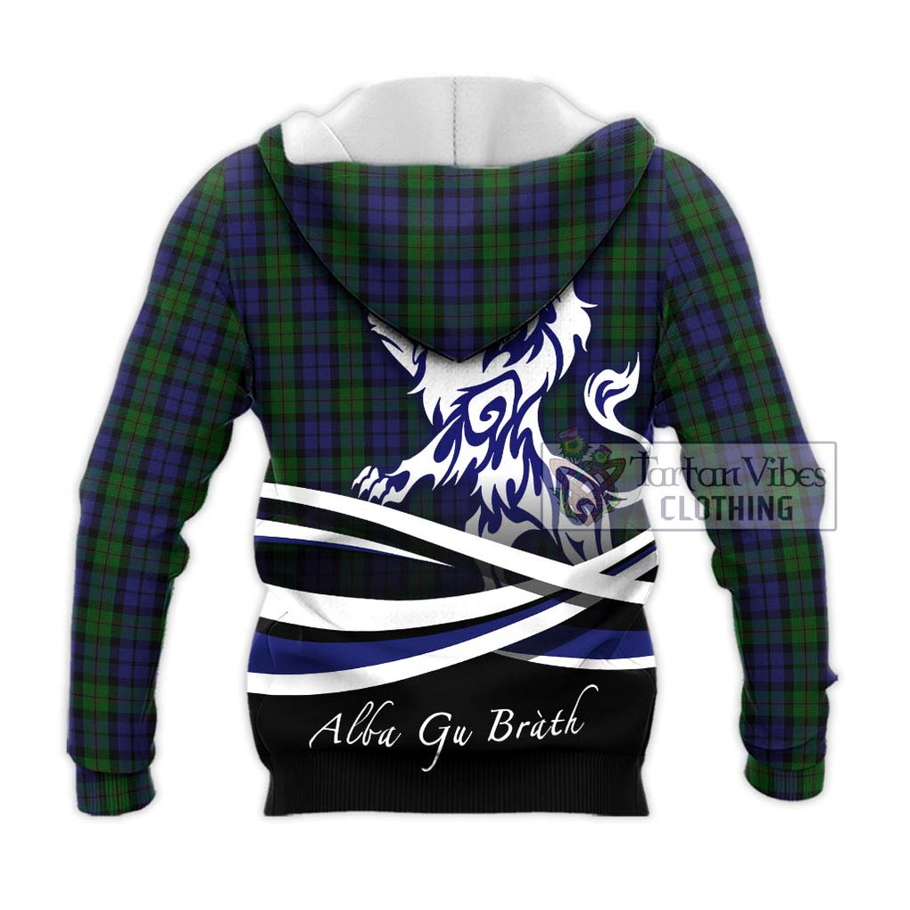 Dundas Tartan Knitted Hoodie with Alba Gu Brath Regal Lion Emblem - Tartan Vibes Clothing