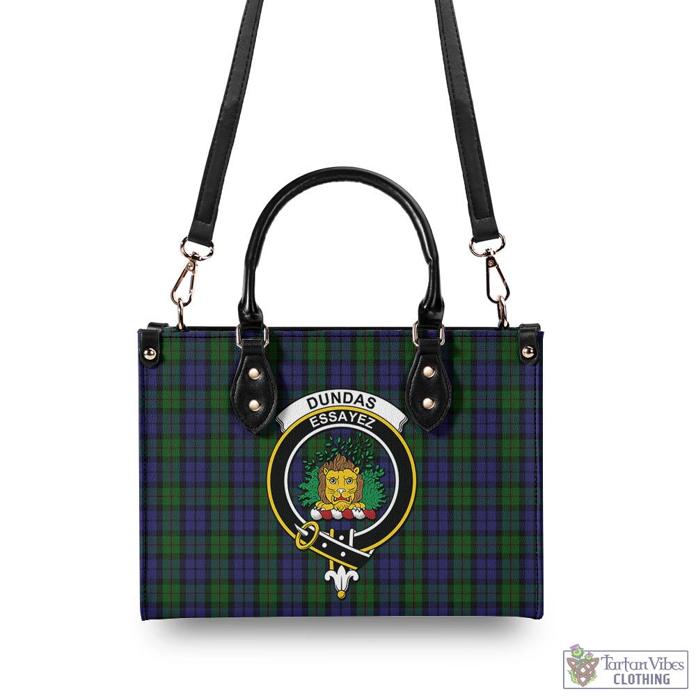 Dundas Tartan Luxury Leather Handbags with Family Crest - Tartan Vibes Clothing