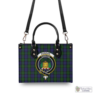 Dundas Tartan Luxury Leather Handbags with Family Crest - Tartan Vibes Clothing
