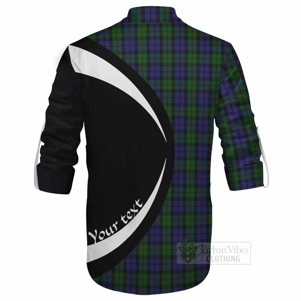 Dundas Tartan Ghillie Kilt Shirt with Family Crest Circle Style - Tartan Vibes Clothing