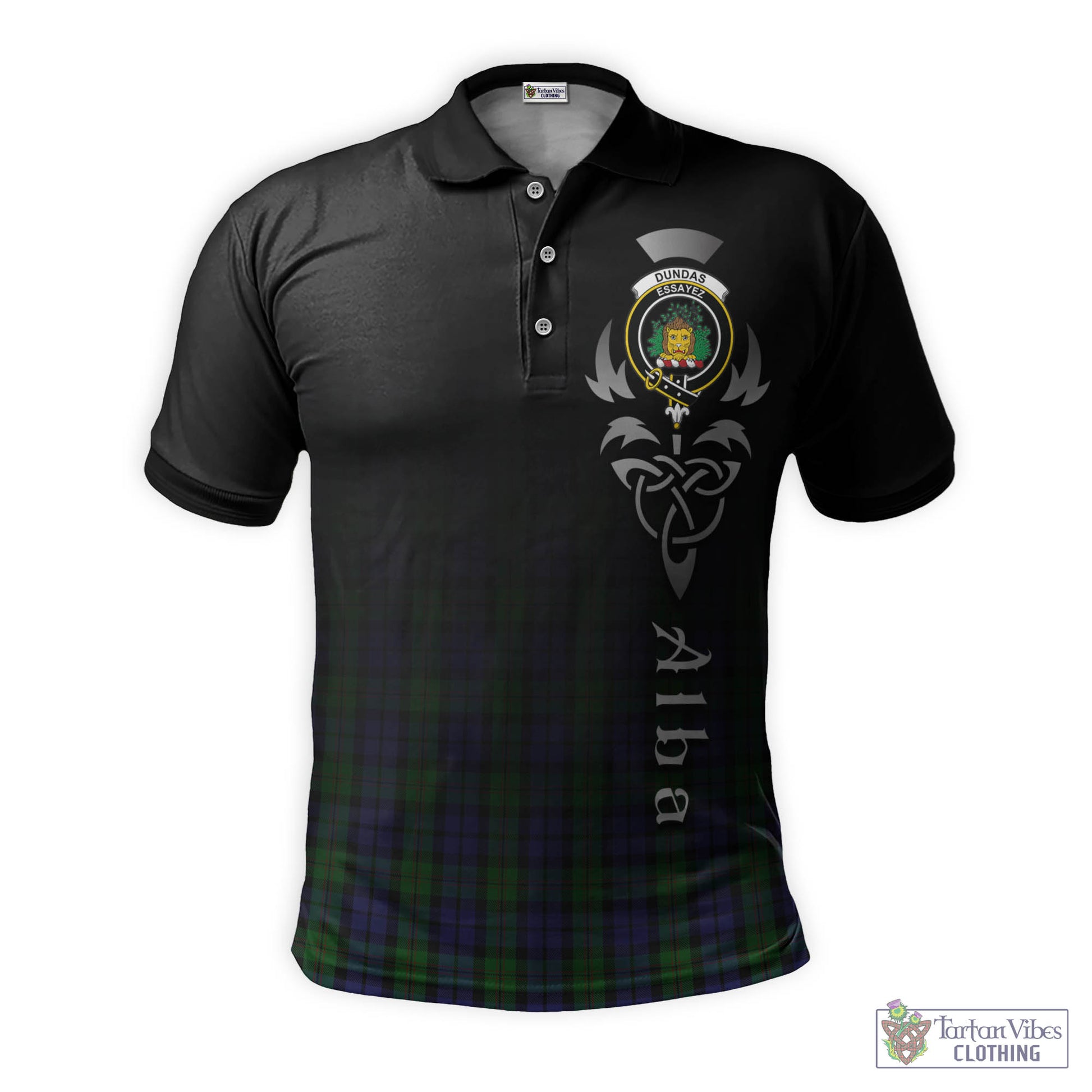 Dundas Tartan Polo Shirt Featuring Alba Gu Brath Family Crest Celtic Inspired - Tartan Vibes Clothing