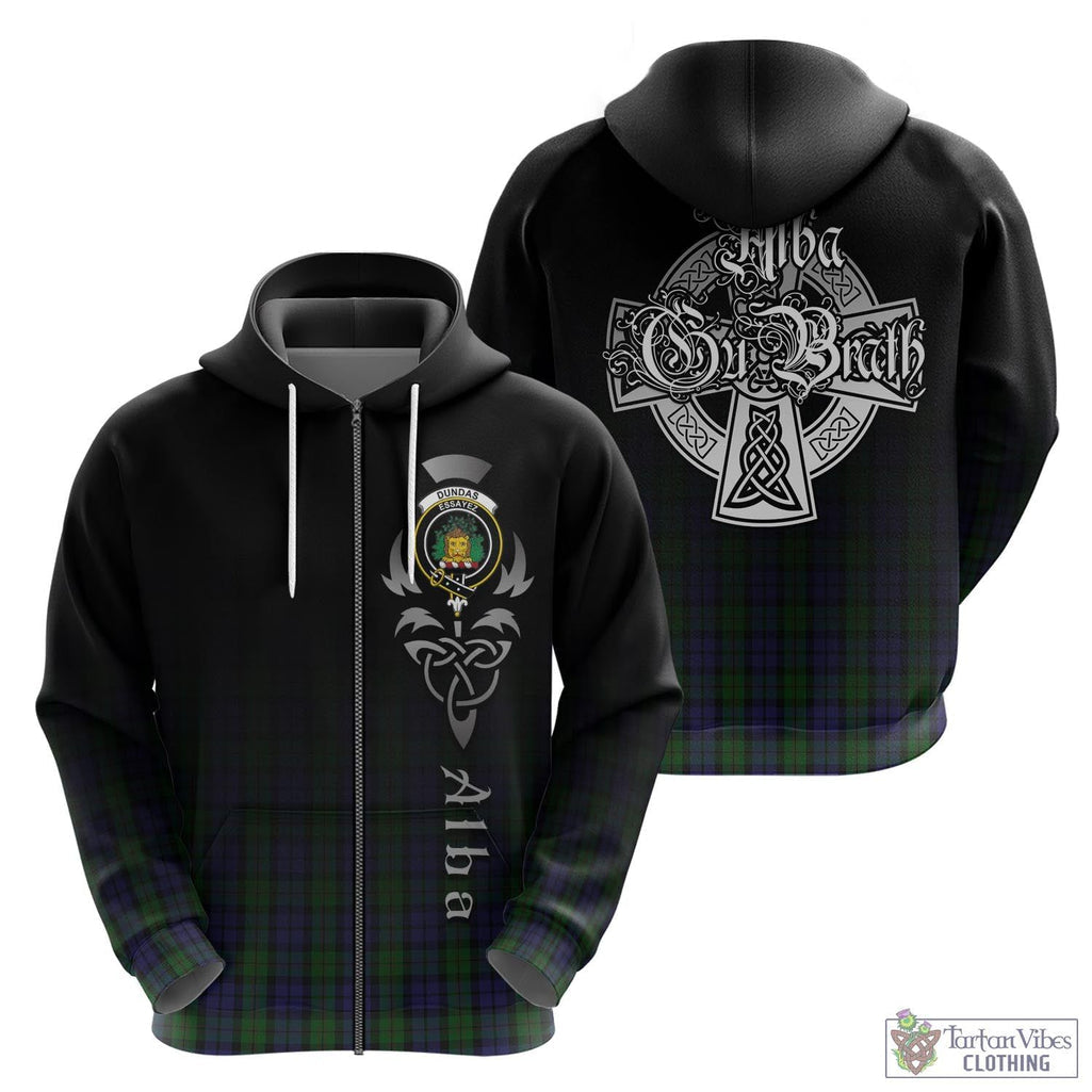 Dundas Tartan Hoodie Featuring Alba Gu Brath Family Crest Celtic Inspired - Tartan Vibes Clothing
