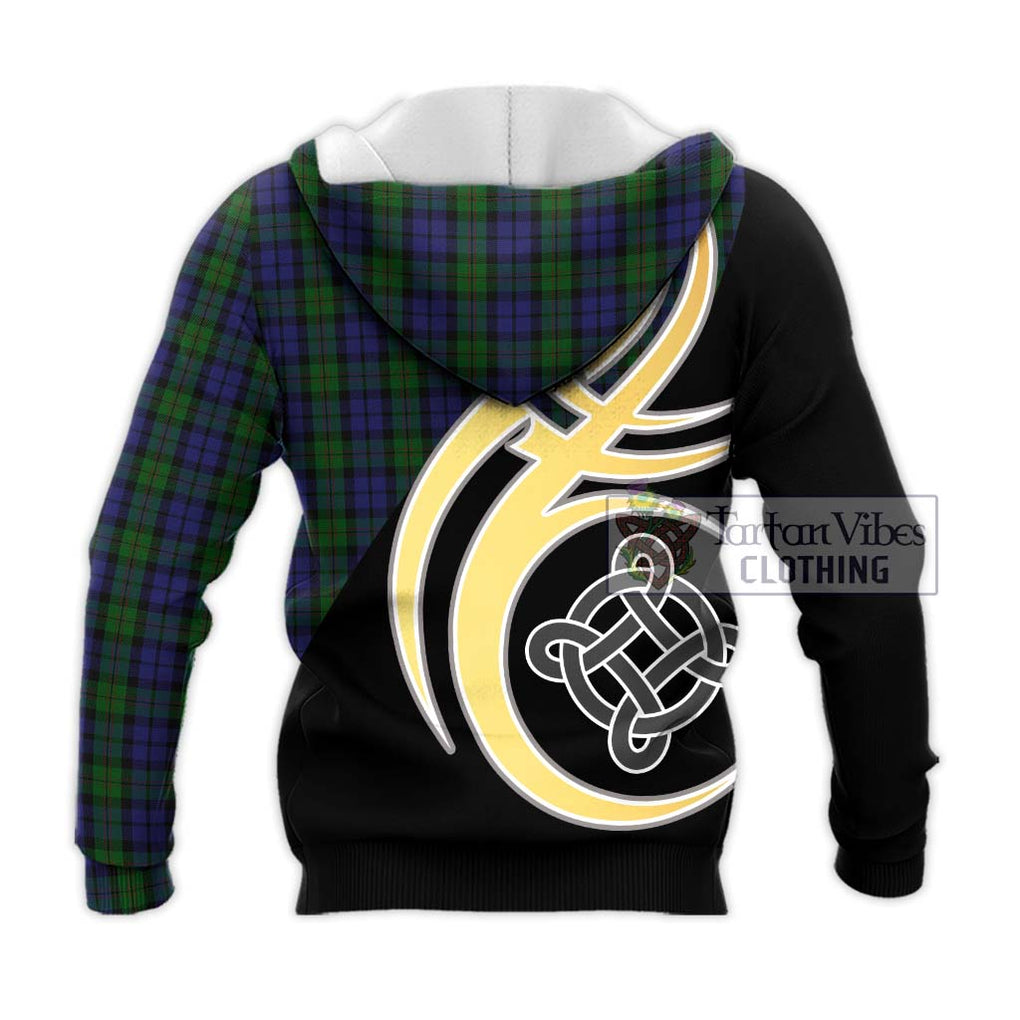 Dundas Tartan Knitted Hoodie with Family Crest and Celtic Symbol Style - Tartan Vibes Clothing