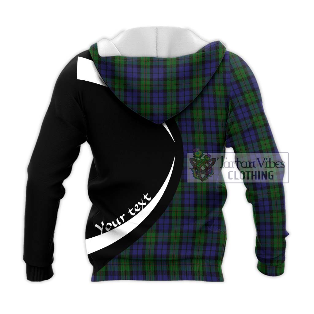 Dundas Tartan Knitted Hoodie with Family Crest Circle Style - Tartan Vibes Clothing