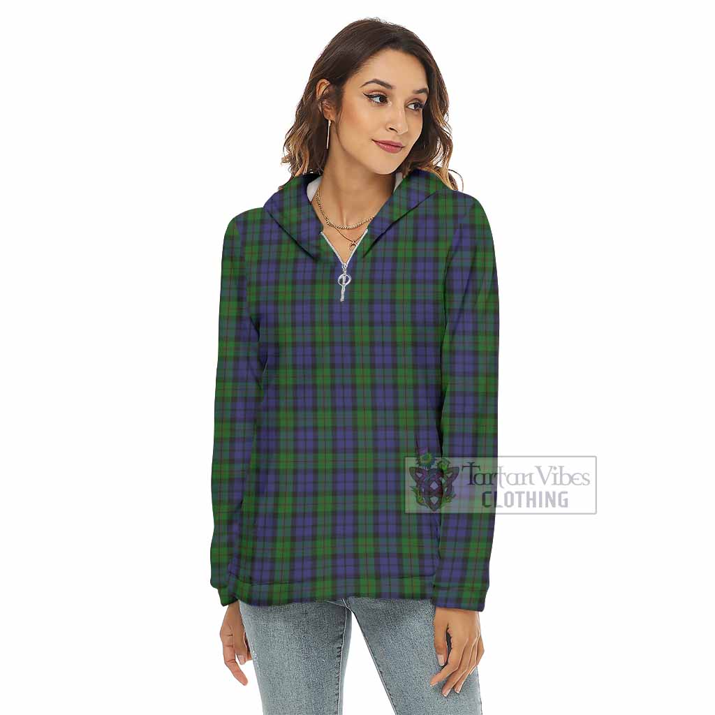 Dundas Tartan Women's Borg Fleece Hoodie with Half Zip - Tartan Vibes Clothing