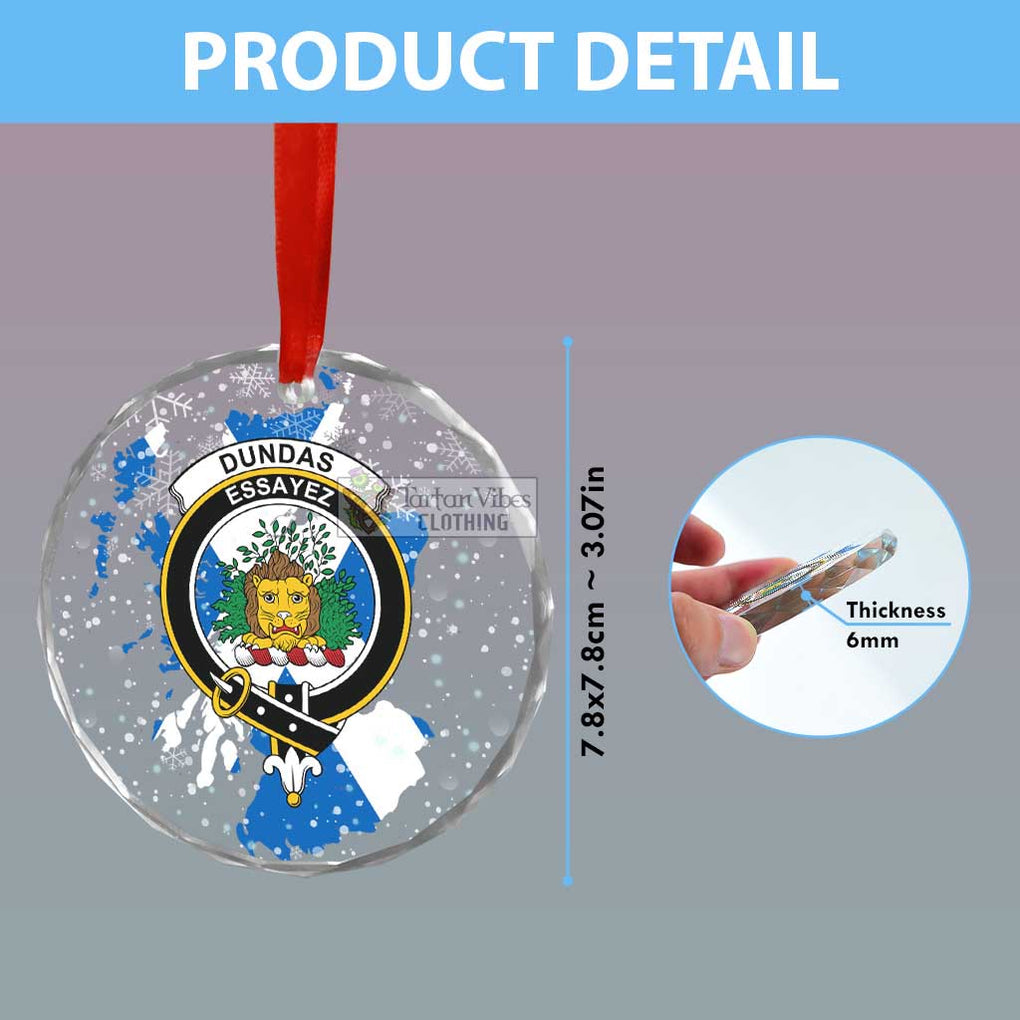 Dundas Clan Crest Christmas Glass Ornament with Scotland Map - 2D-tartanvibesclothing