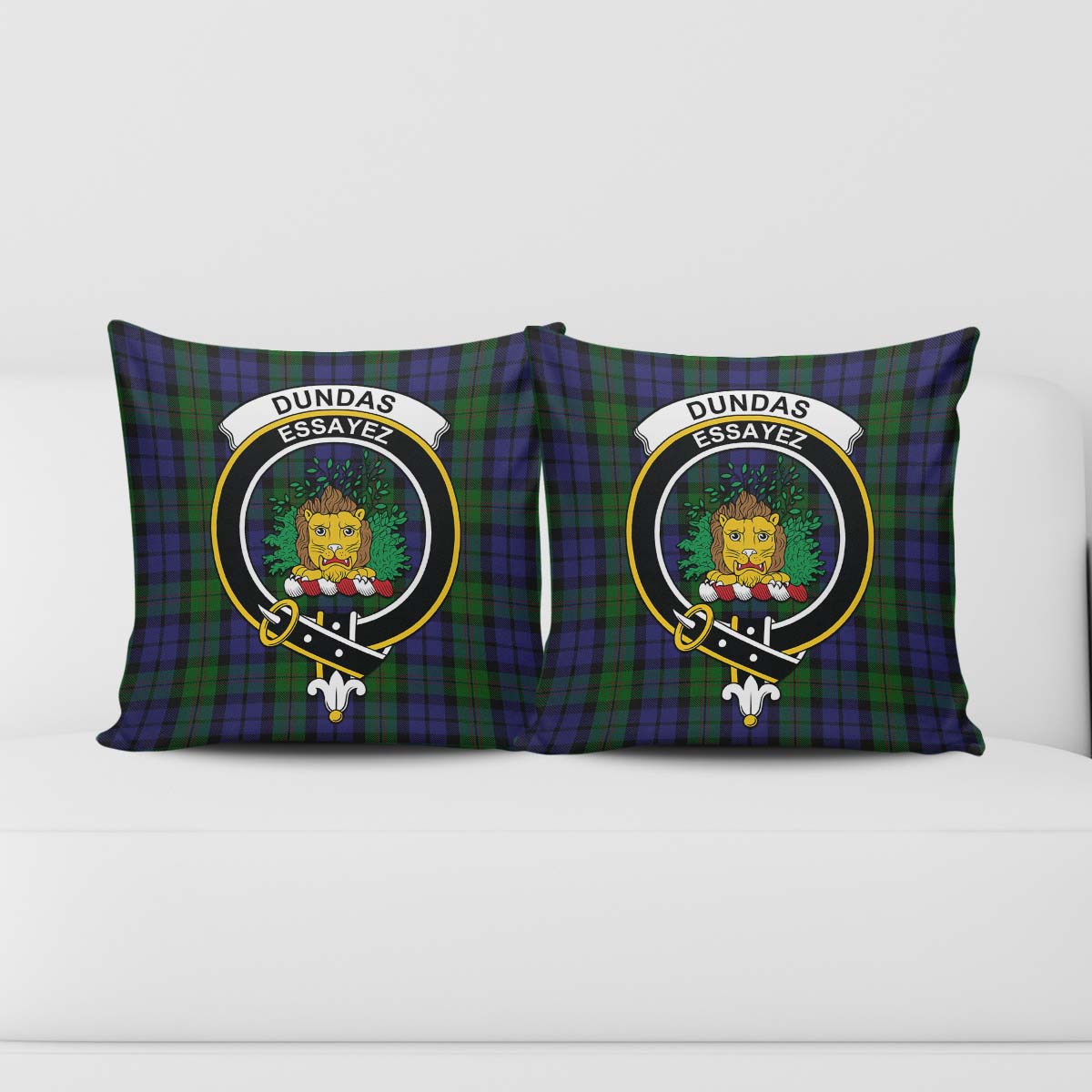 Dundas Tartan Pillow Cover with Family Crest - Tartan Vibes Clothing