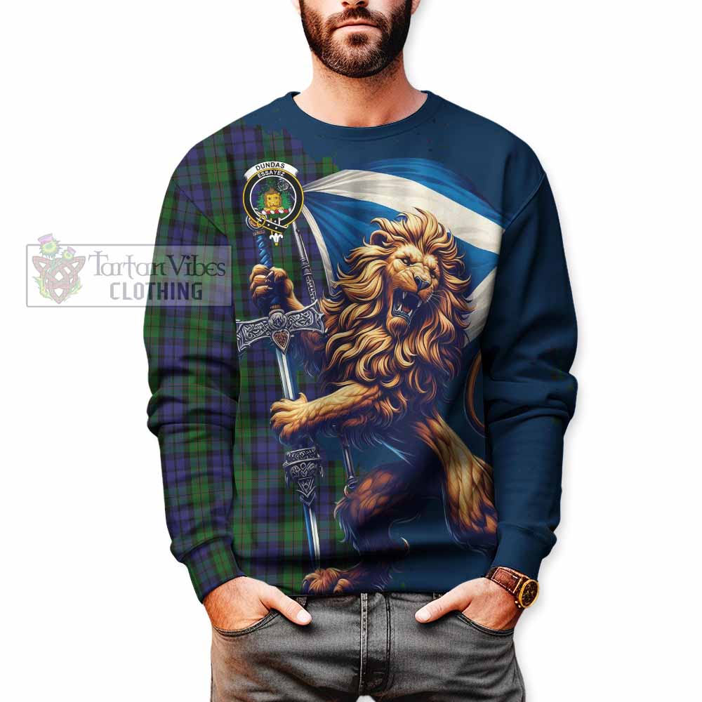 Dundas Tartan Family Crest Sweatshirt with Scottish Majestic Lion - Tartan Vibes Clothing