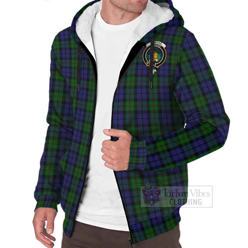 Dundas Tartan Sherpa Hoodie with Family Crest Celtic Skull Style Unisex - Tartan Vibes Clothing