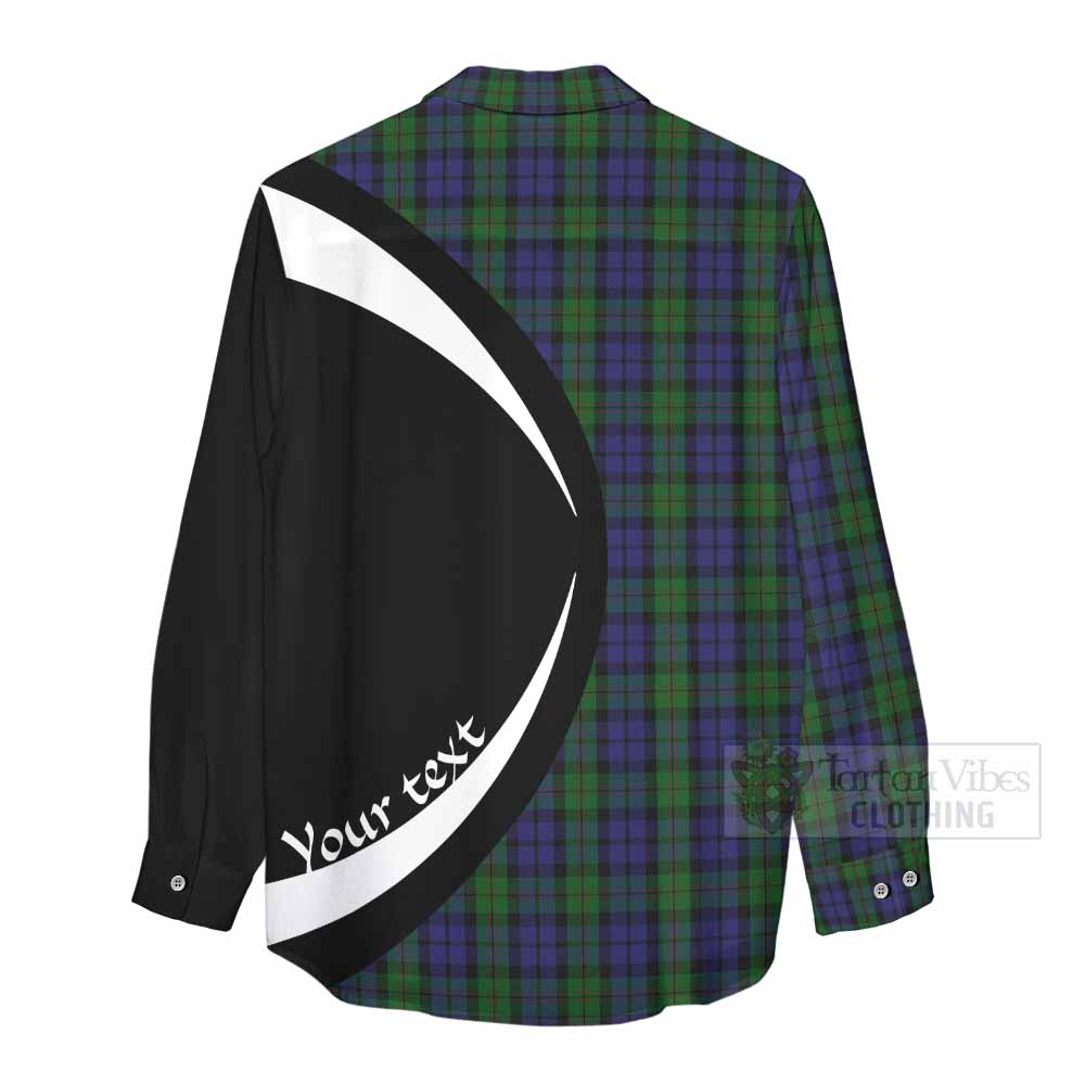 Dundas Tartan Women's Casual Shirt with Family Crest Circle Style - Tartan Vibes Clothing