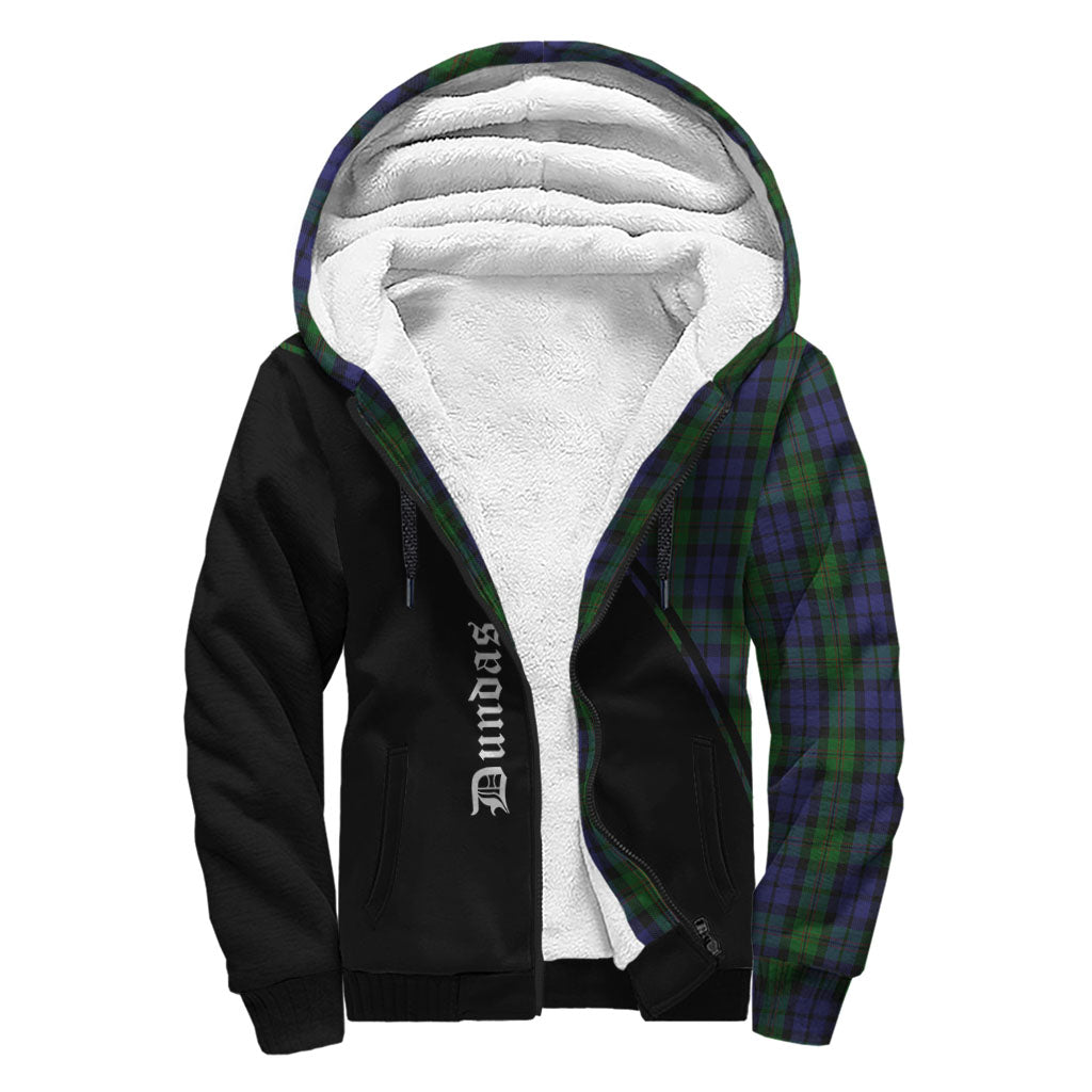 Dundas Tartan Sherpa Hoodie with Family Crest Curve Style - Tartan Vibes Clothing