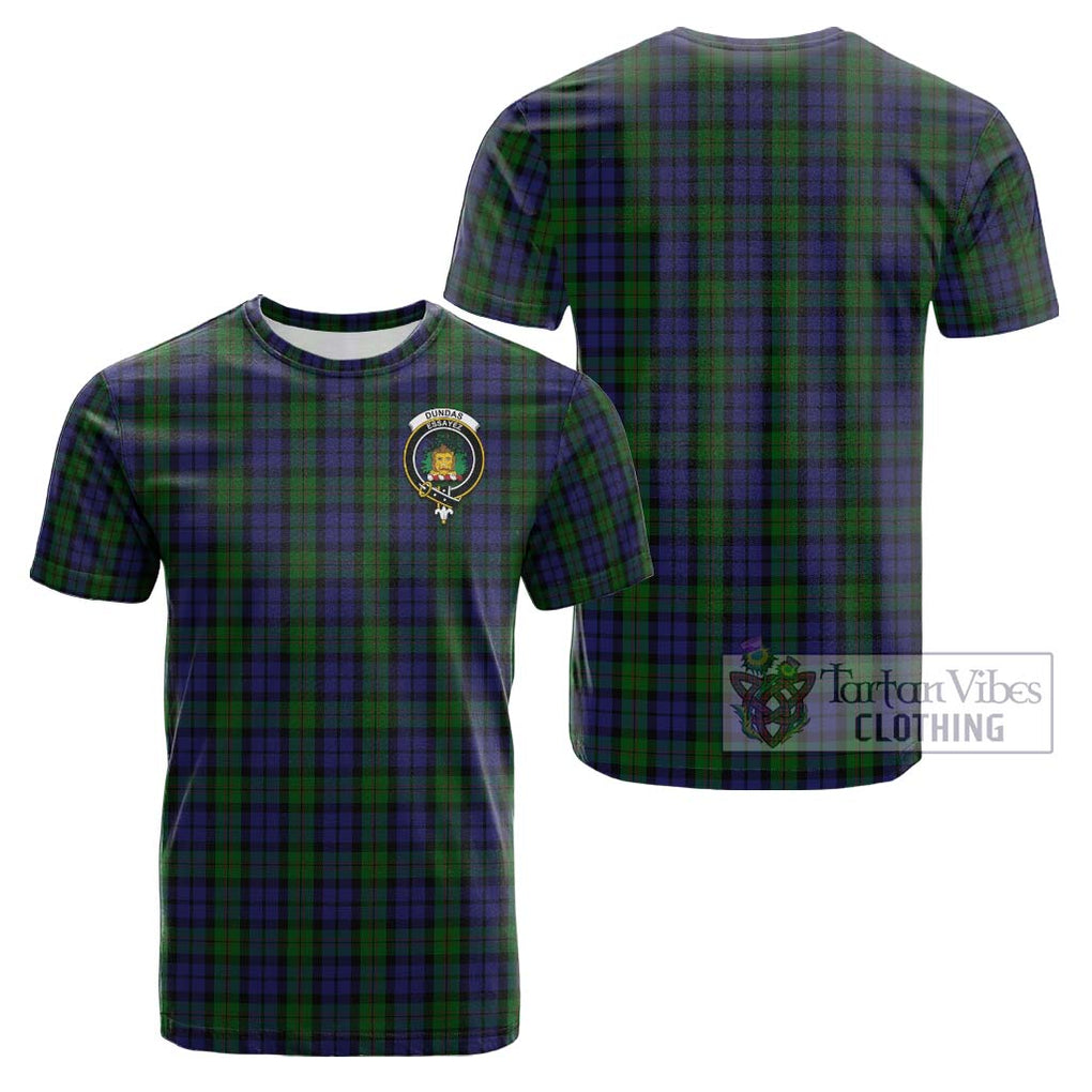 Dundas Tartan Cotton T-Shirt with Family Crest - Tartan Vibes Clothing